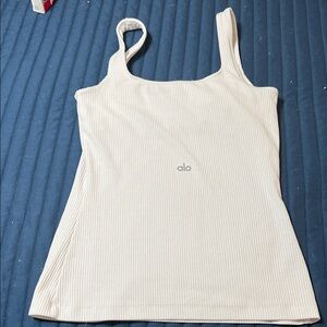 ALO Yoga Cream Ribbed Tank Top